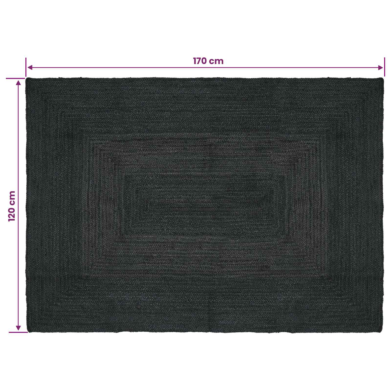vidaXL Dywany pokojowe Prostokątny ciemnoszary 120 x 170 cm Juta