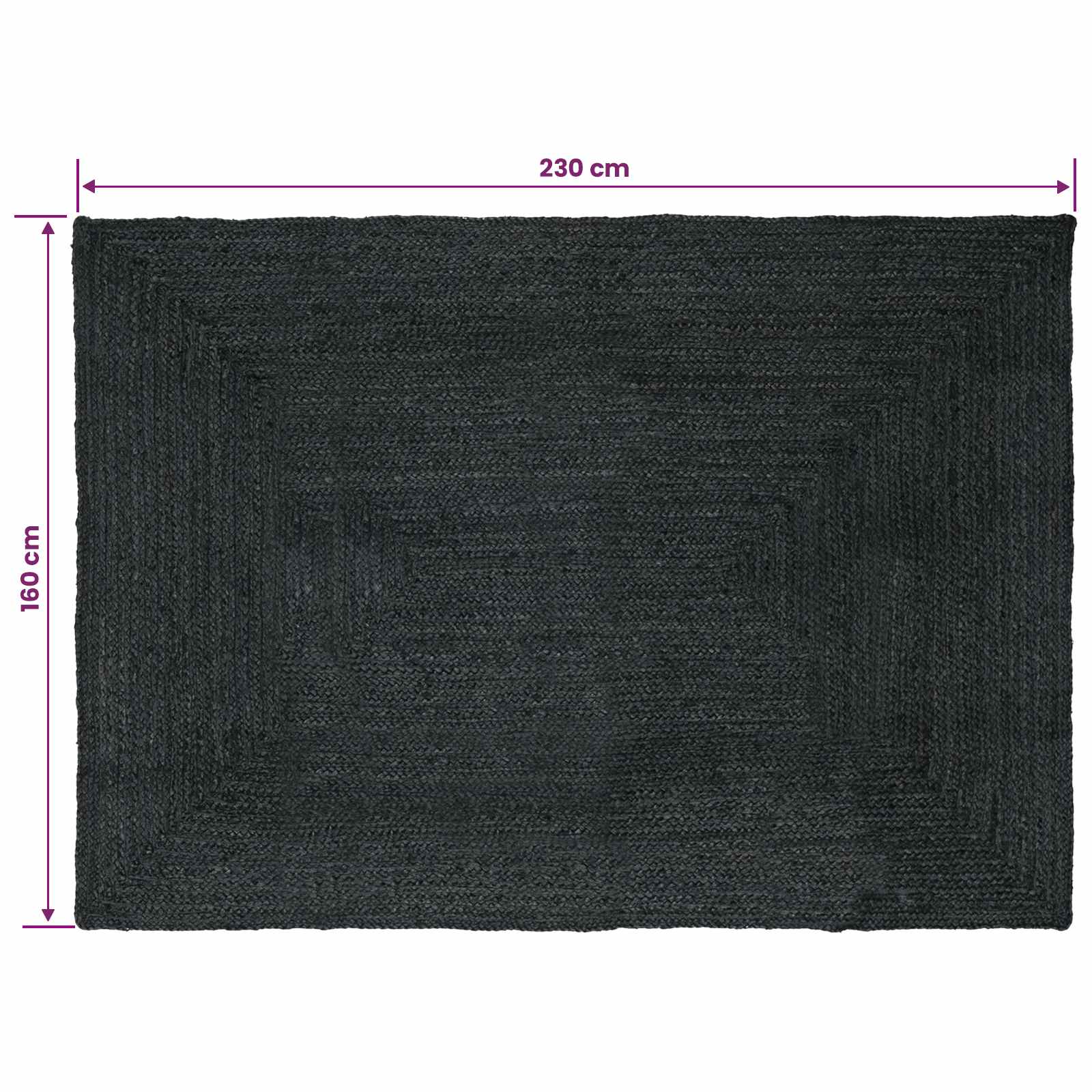 vidaXL Dywany pokojowe Prostokątny ciemnoszary 160 x 230 cm Juta