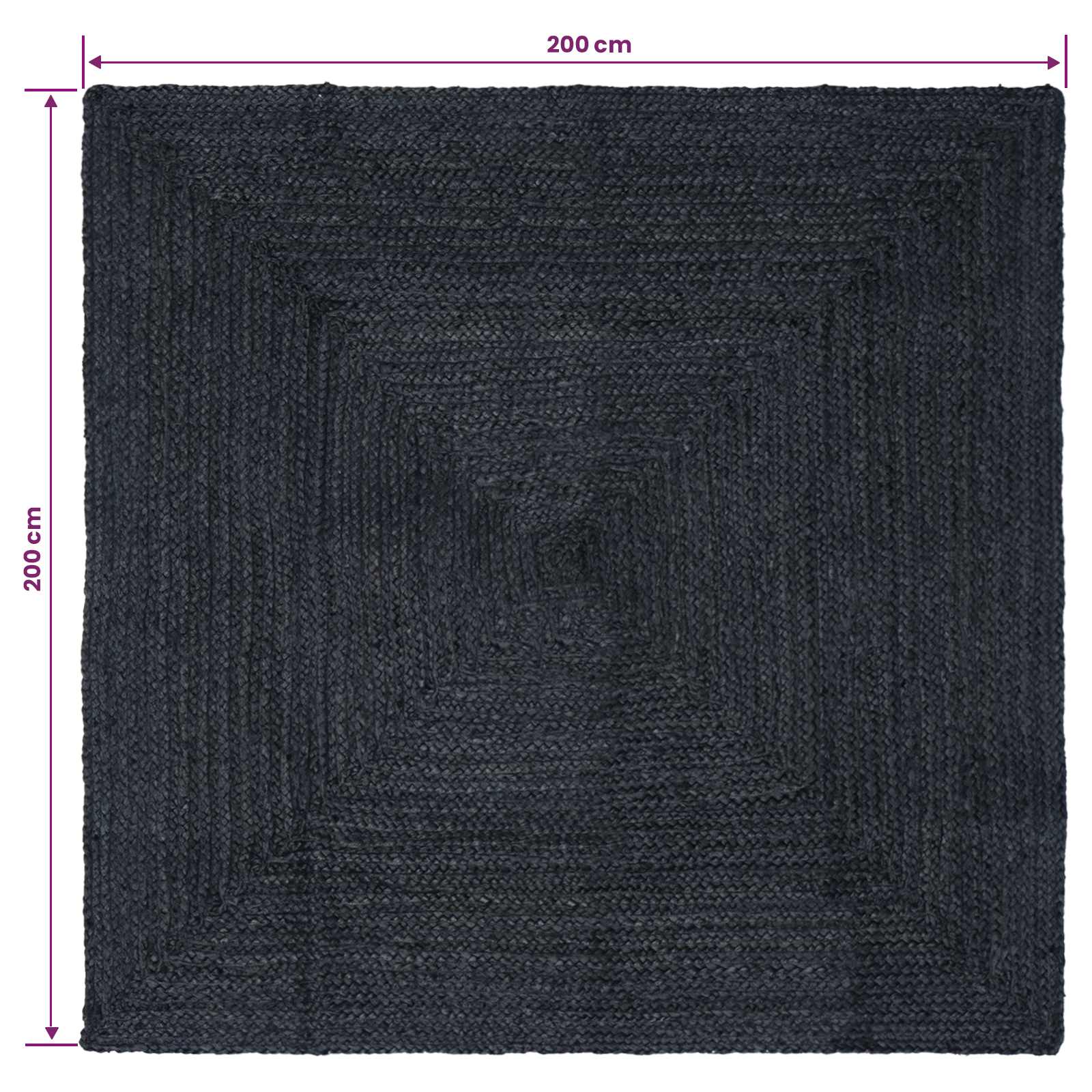 vidaXL Dywany pokojowe Kwadrat ciemnoszary 200 x 200 cm Juta