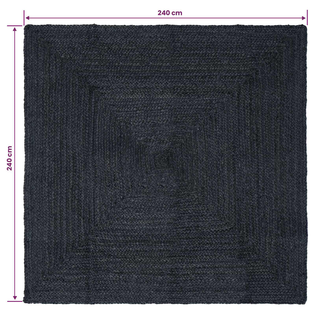 vidaXL Dywany pokojowe Kwadrat ciemnoszary 240 x 240 cm Juta