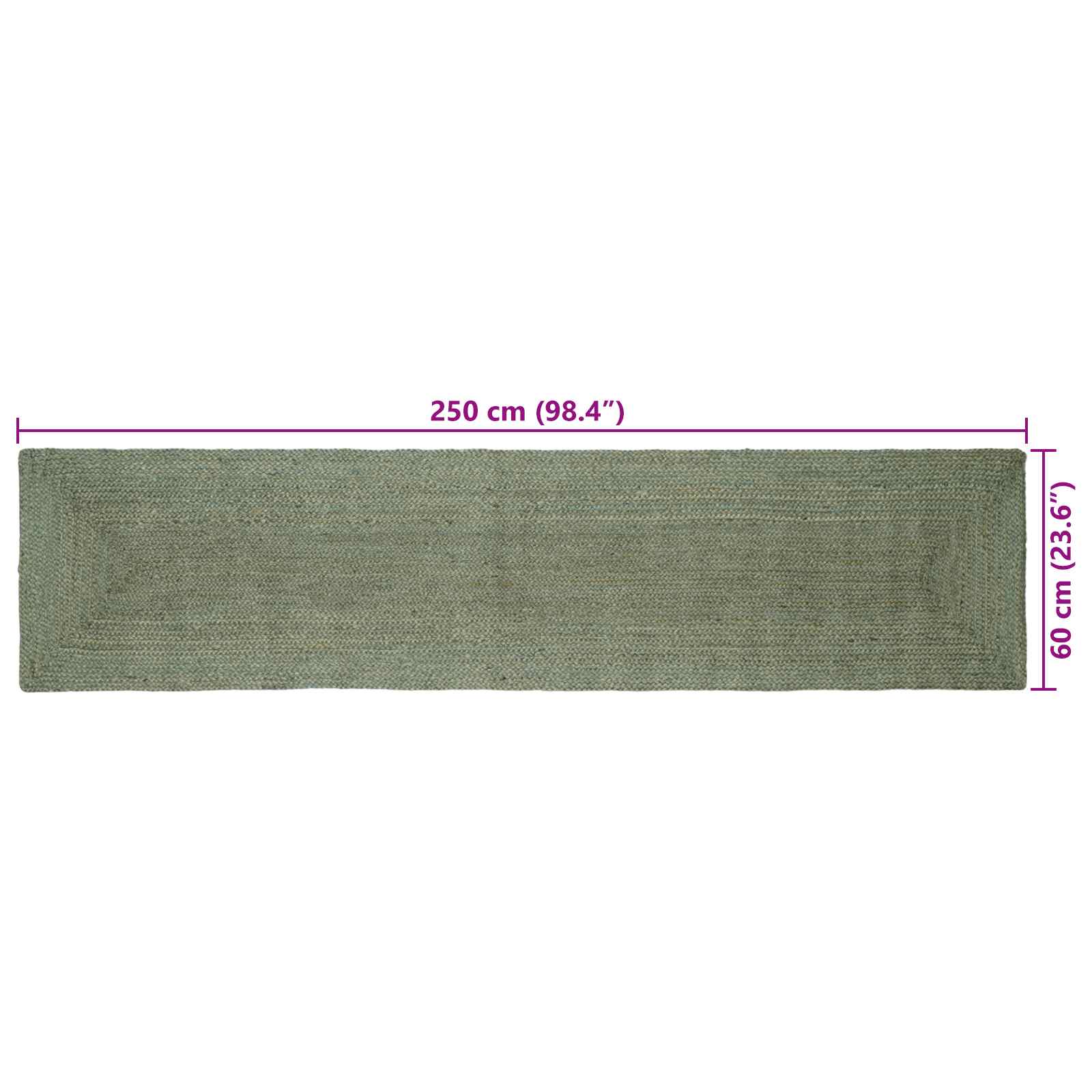 vidaXL Dywany pokojowe Prostokątny Oliwkowy zielony 60 x 250 cm Juta