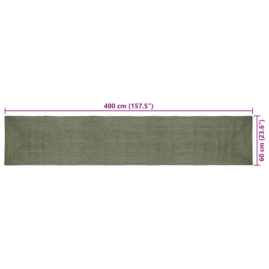vidaXL Dywany pokojowe Prostokątny Oliwkowy zielony 60 x 400 cm Juta