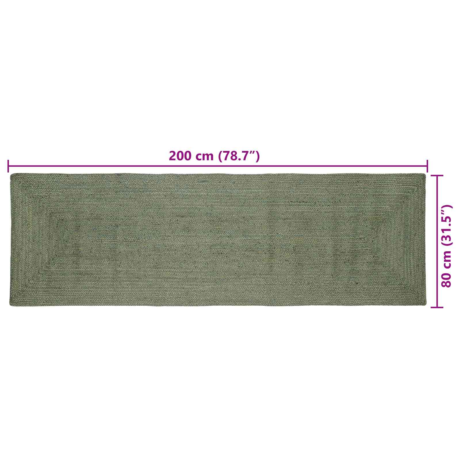vidaXL Dywany pokojowe Prostokątny Oliwkowy zielony 80 x 200 cm Juta