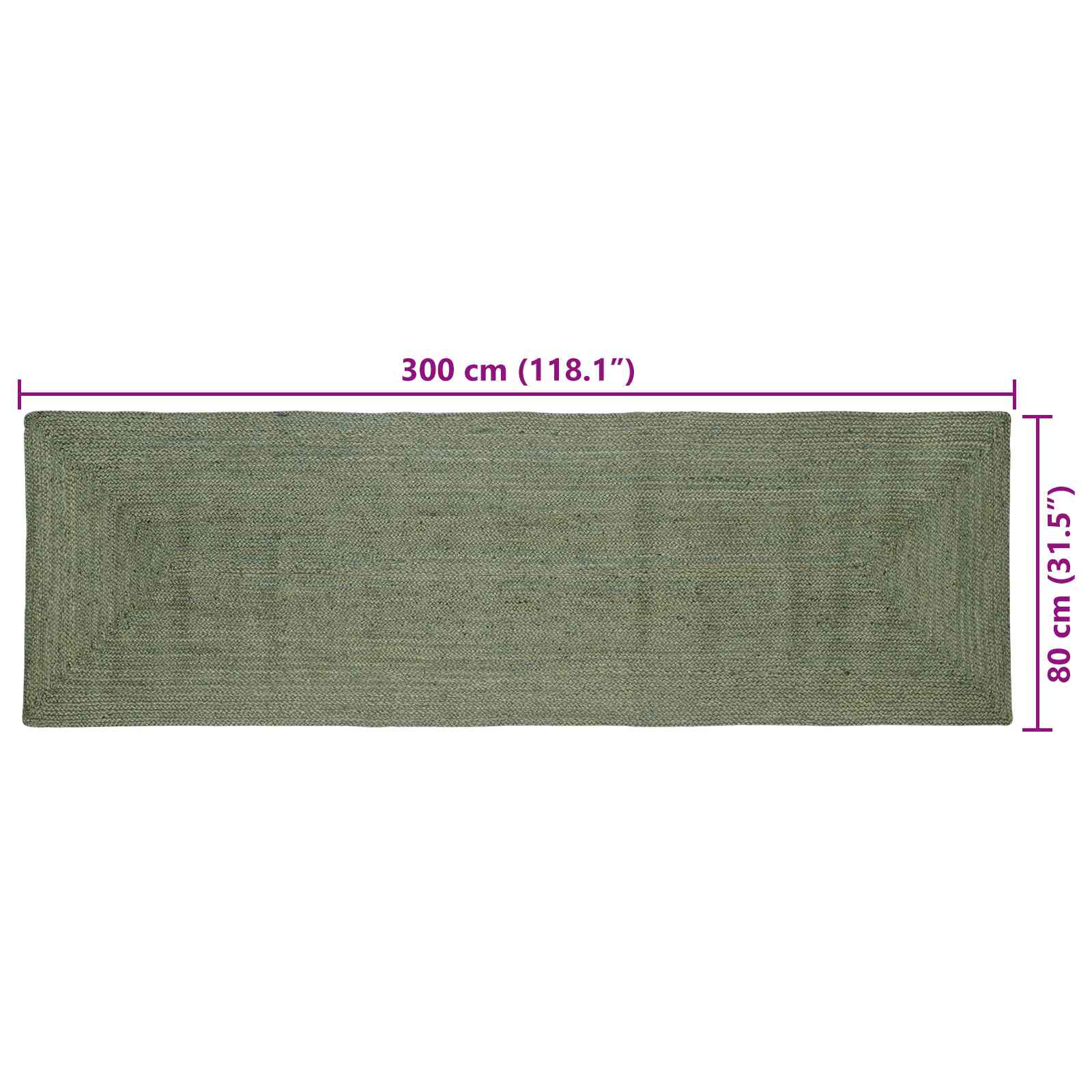 vidaXL Dywany pokojowe Prostokątny Oliwkowy zielony 80 x 300 cm Juta
