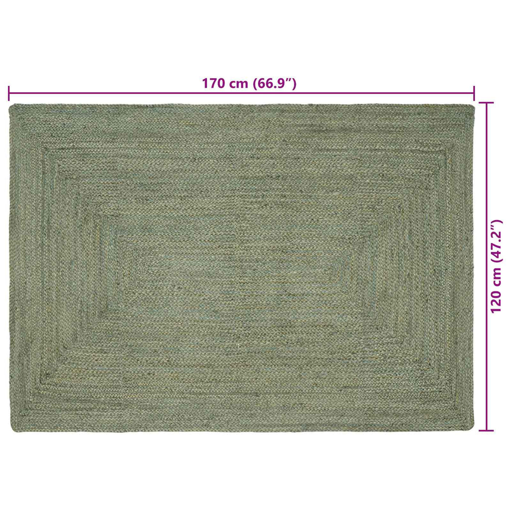 vidaXL Dywany pokojowe Prostokątny Oliwkowy zielony 120 x 170 cm Juta