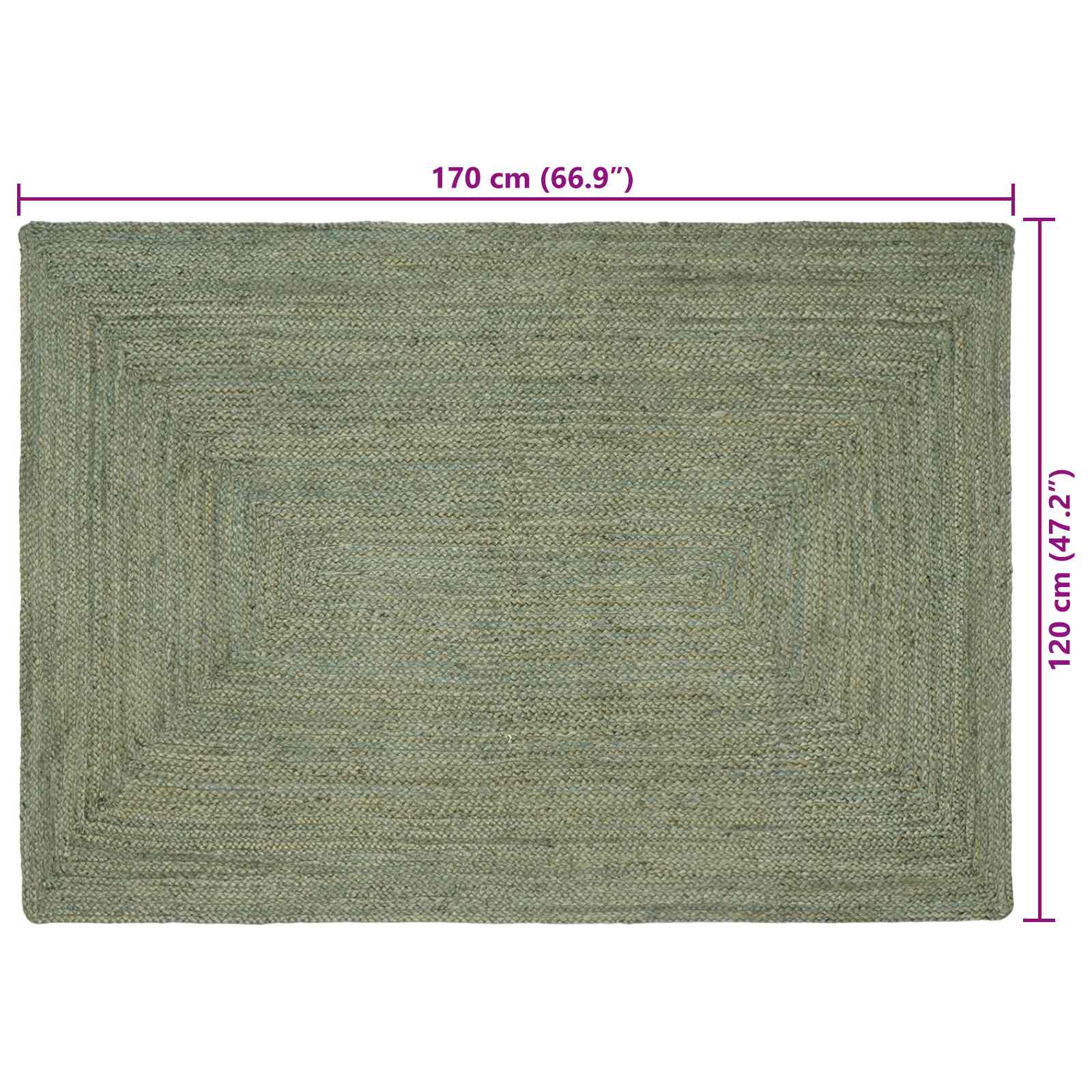 vidaXL Dywany pokojowe Prostokątny Oliwkowy zielony 120 x 170 cm Juta
