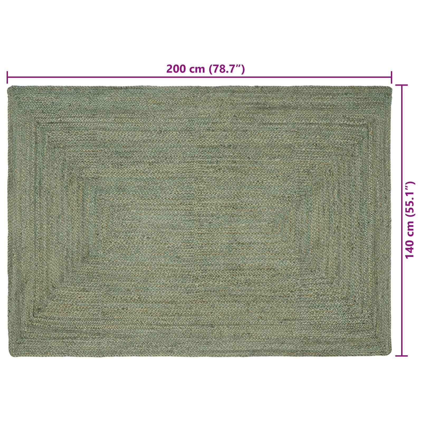 vidaXL Dywany pokojowe Prostokątny Oliwkowy zielony 140 x 200 cm Juta