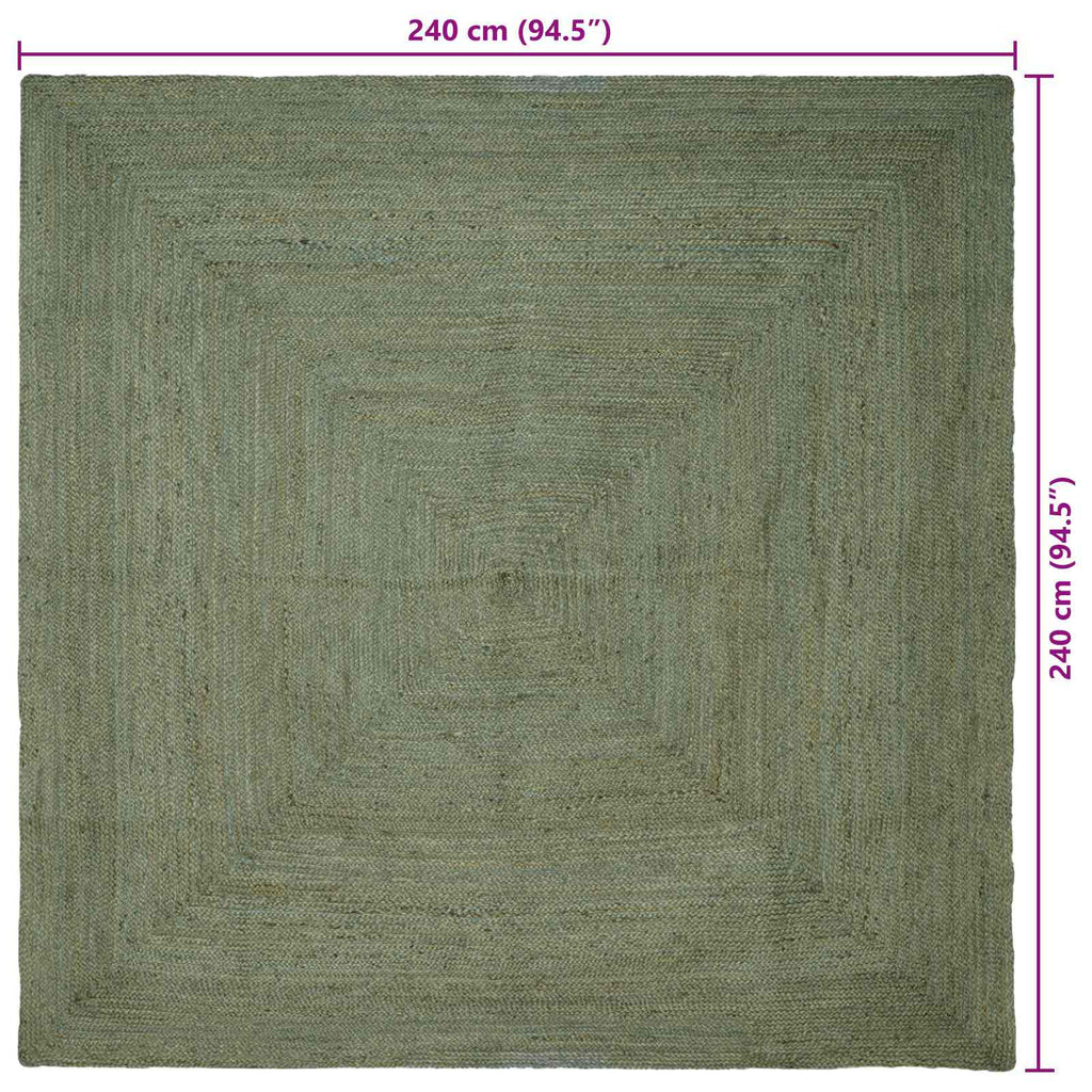 vidaXL Dywany pokojowe Kwadrat Oliwkowy zielony 240 x 240 cm Juta