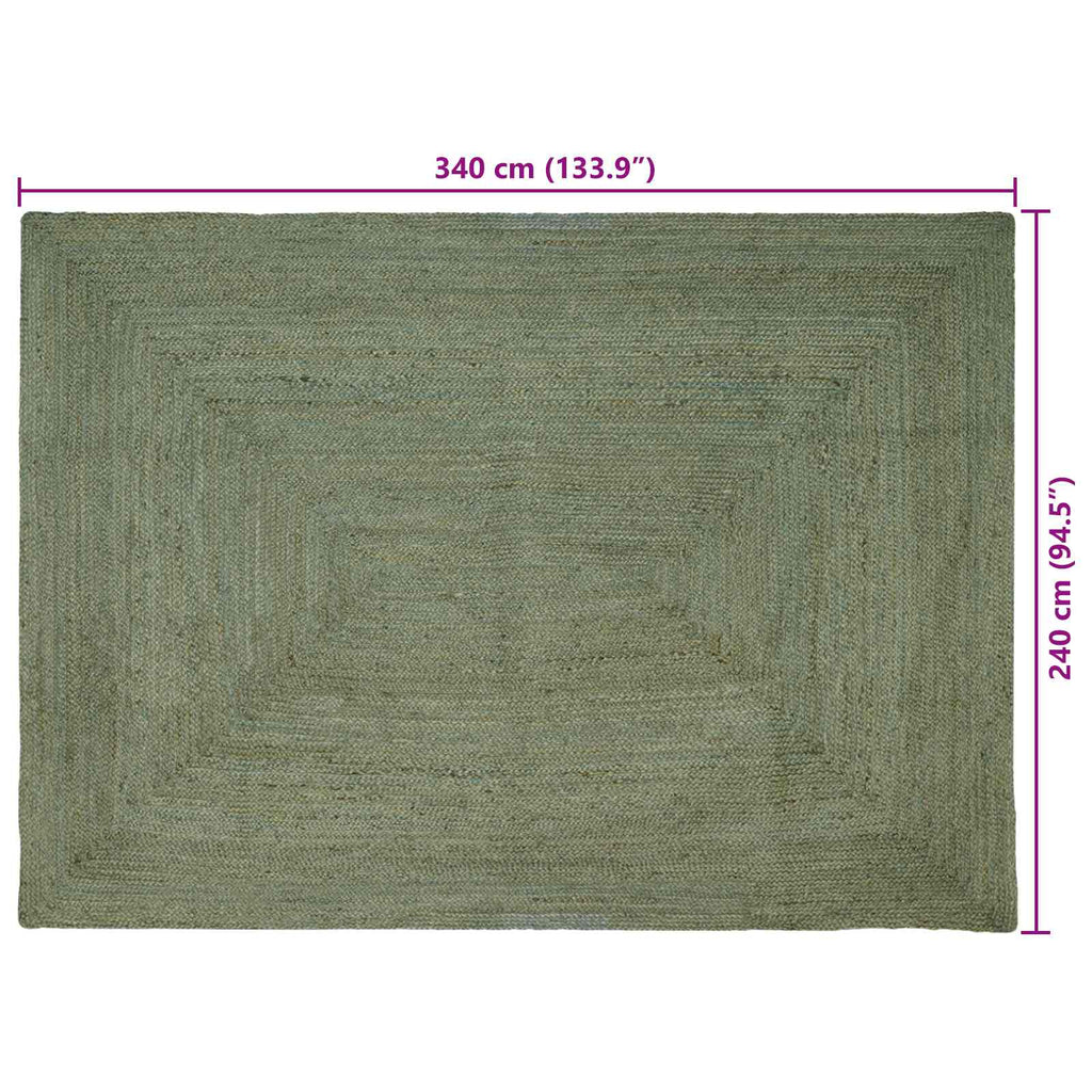 vidaXL Dywany pokojowe Prostokątny Oliwkowy zielony 240 x 340 cm Juta
