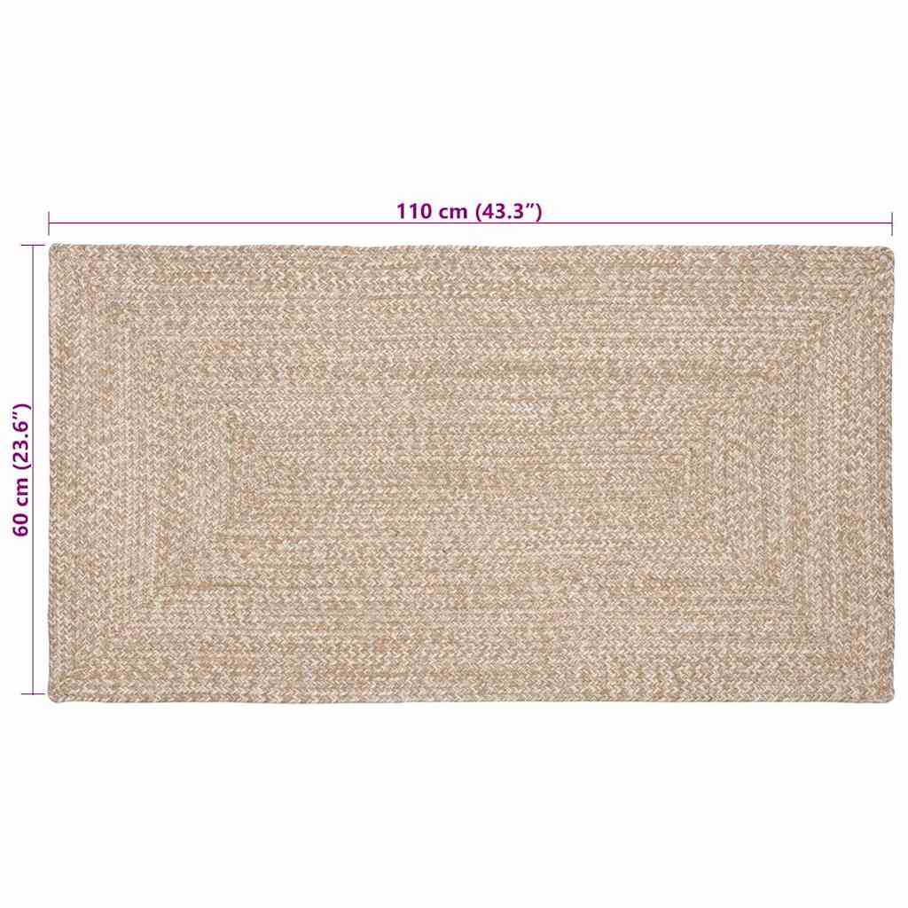 vidaXL Dywany pokojowe Naturalne i białe 60 x 110 cm Juta