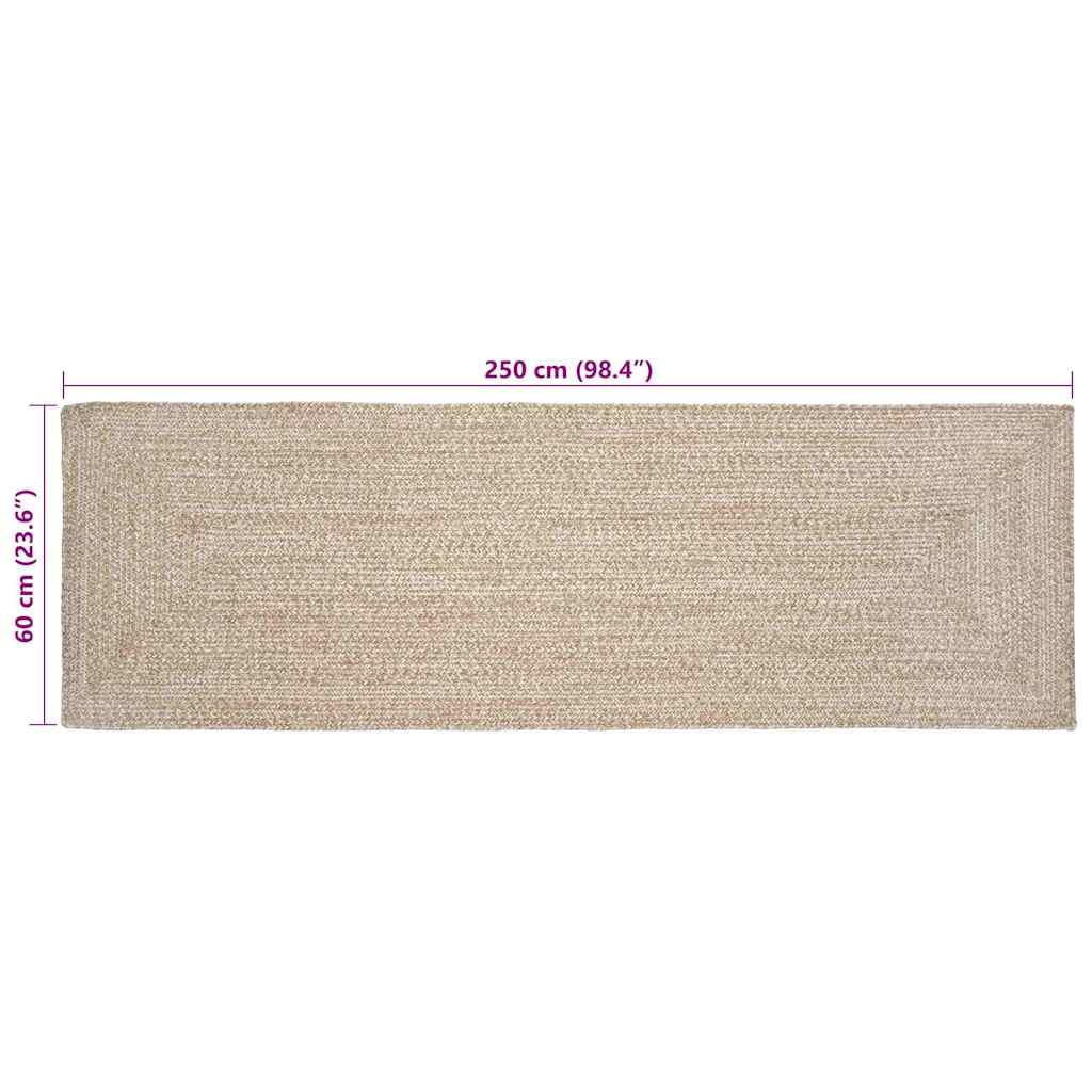 vidaXL Dywany pokojowe Naturalne i białe 60 x 250 cm Juta