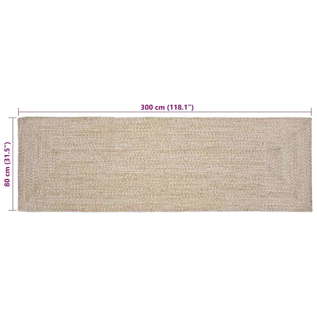 vidaXL Dywany pokojowe Naturalne i białe 80 x 300 cm Juta