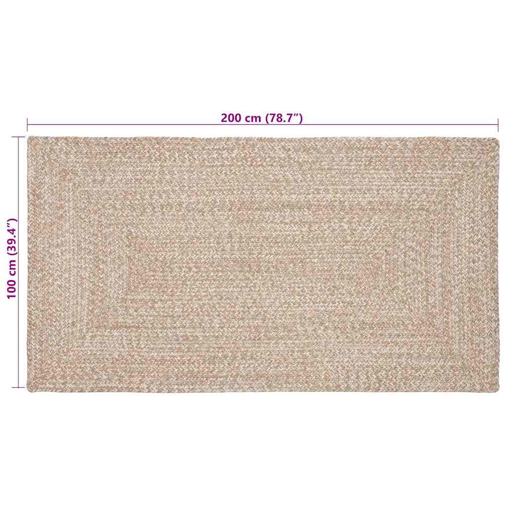 vidaXL Dywany pokojowe Naturalne i białe 100 x 200 cm Juta
