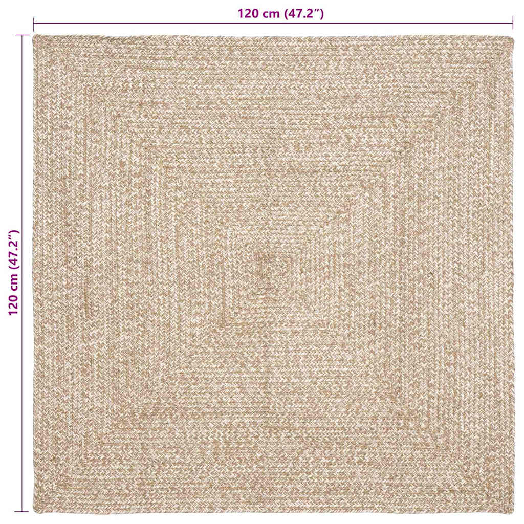 vidaXL Dywany pokojowe Naturalne i białe 120 x 120 cm Juta