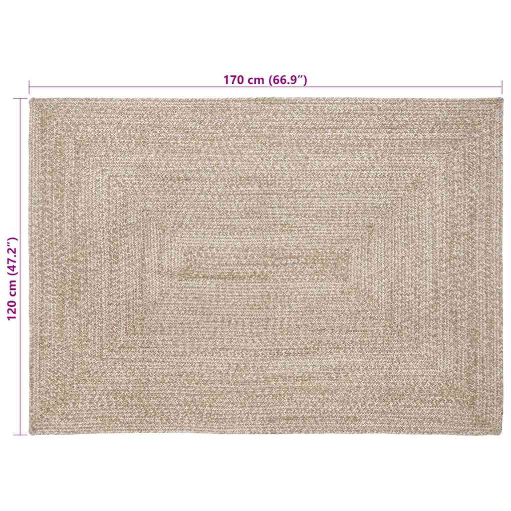 vidaXL Dywany pokojowe Naturalne i białe 120 x 170 cm Juta