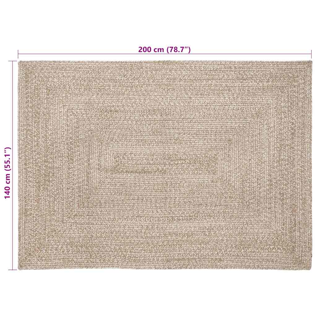 vidaXL Dywany pokojowe Naturalne i białe 140 x 200 cm Juta