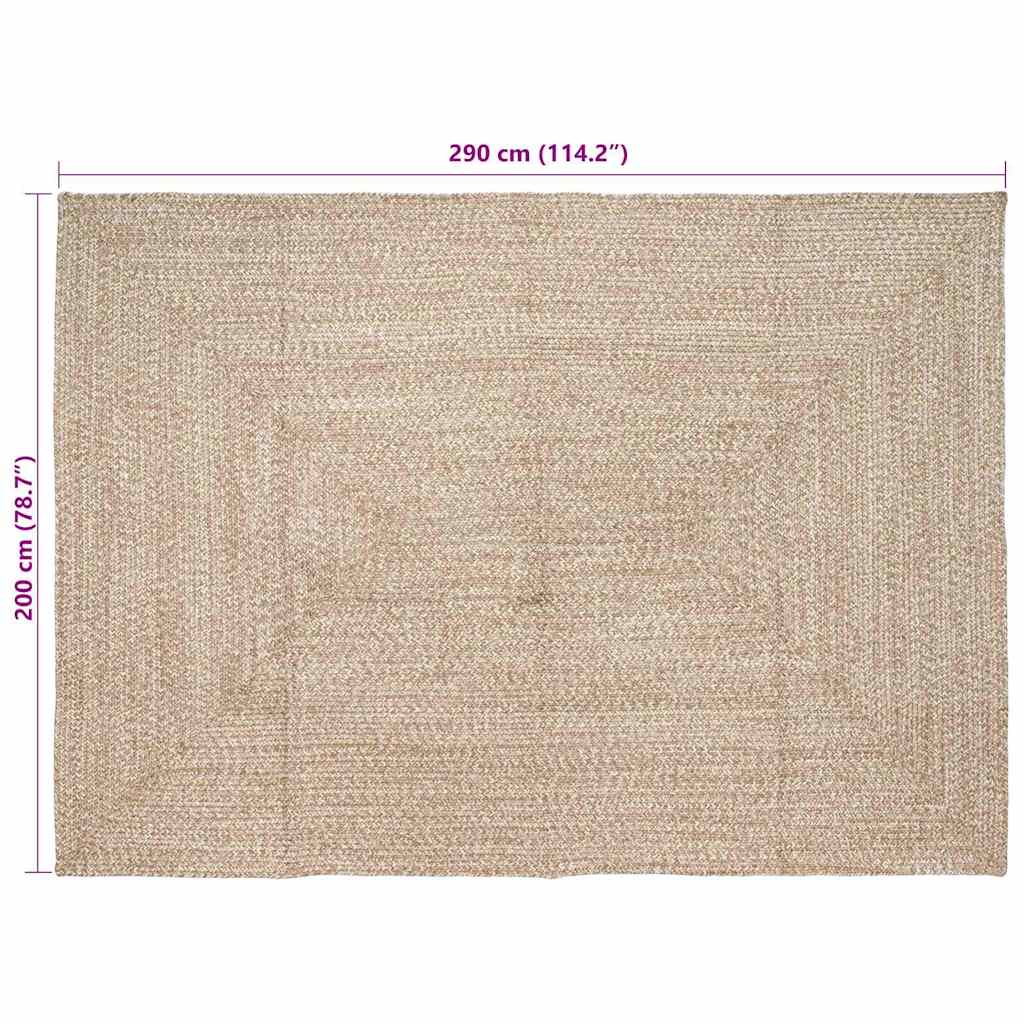 vidaXL Dywany pokojowe Naturalne i białe 200 x 290 cm Juta