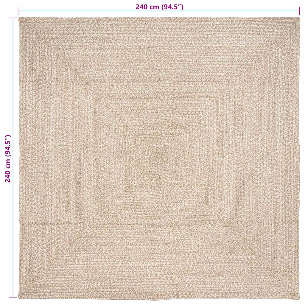 vidaXL Dywany pokojowe Naturalne i białe 240 x 240 cm Juta
