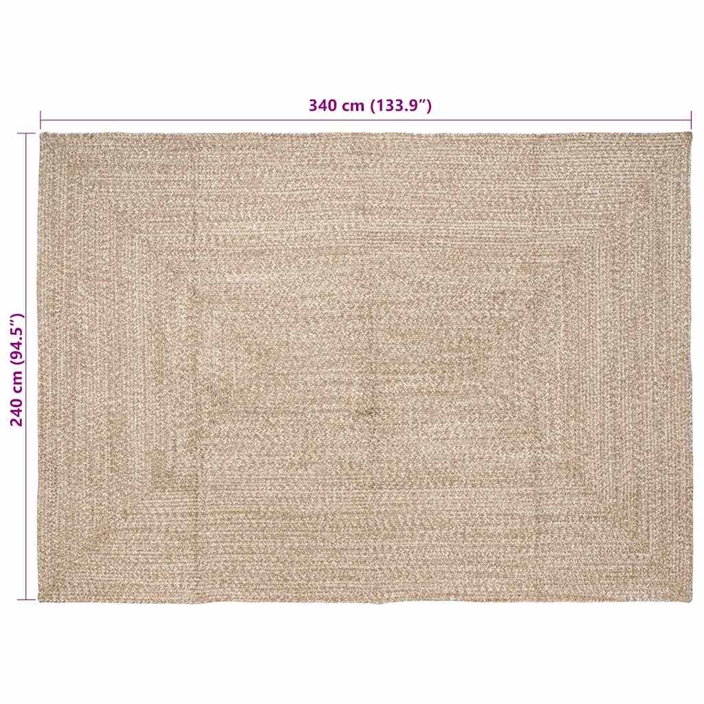 vidaXL Dywany pokojowe Naturalne i białe 240 x 340 cm Juta