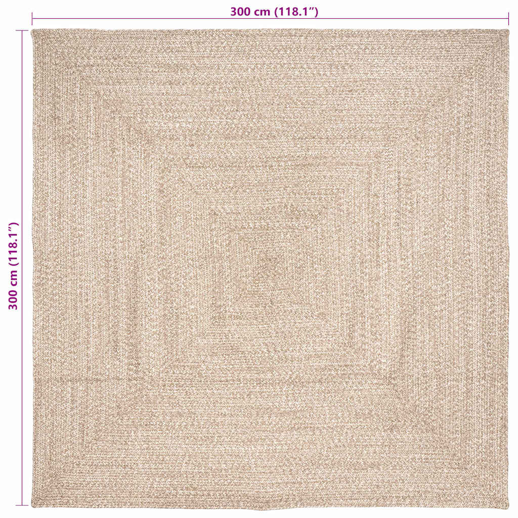 vidaXL Dywany pokojowe Naturalne i białe 300 x 300 cm Juta