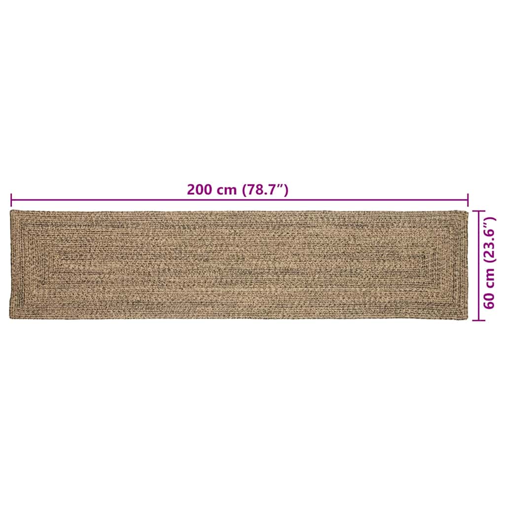 vidaXL Dywany pokojowe Naturalny i czarny 60 x 200 cm Juta