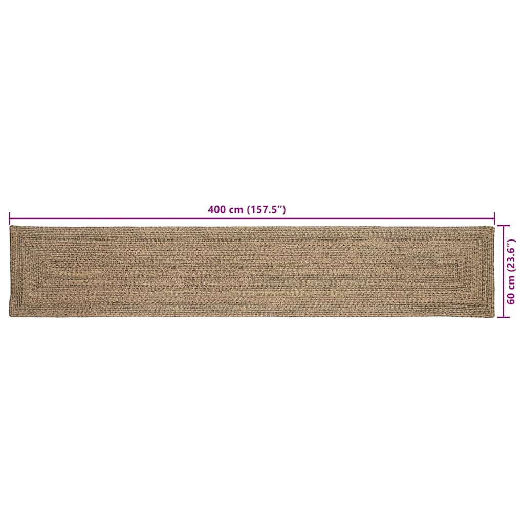 vidaXL Dywany pokojowe Naturalny i czarny 60 x 400 cm Juta