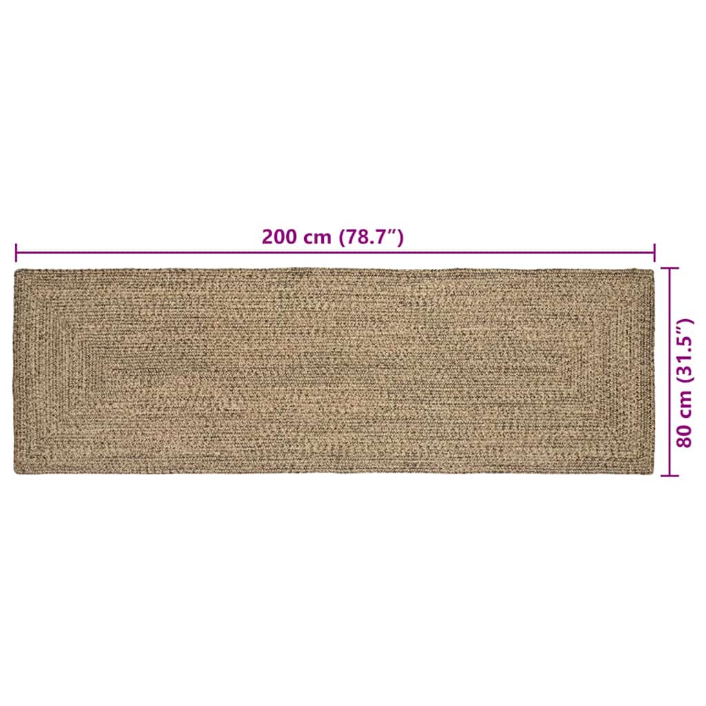 vidaXL Dywany pokojowe Naturalny i czarny 80 x 200 cm Juta