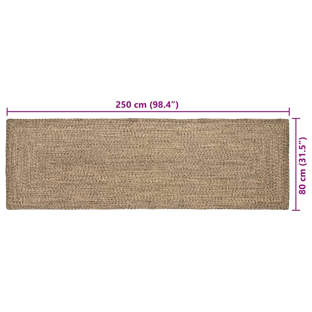 vidaXL Dywany pokojowe Naturalny i czarny 80 x 250 cm Juta