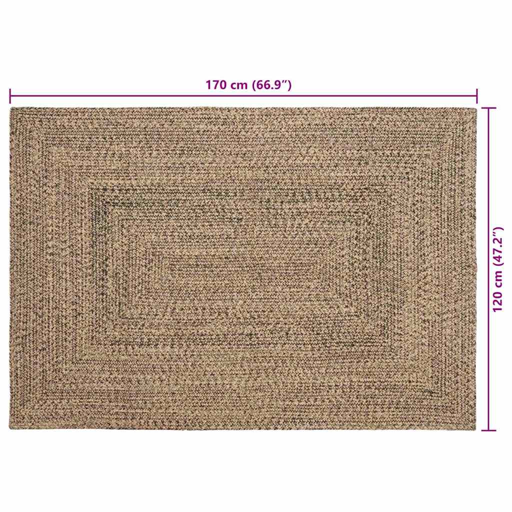vidaXL Dywany pokojowe Naturalny i czarny 120 x 170 cm Juta