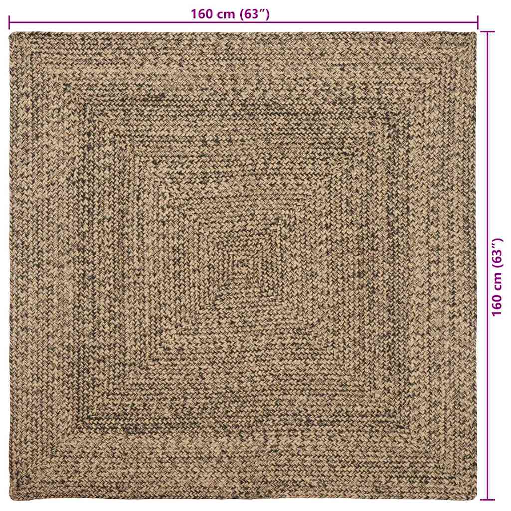 vidaXL Dywany pokojowe Naturalny i czarny 160 x 160 cm Juta