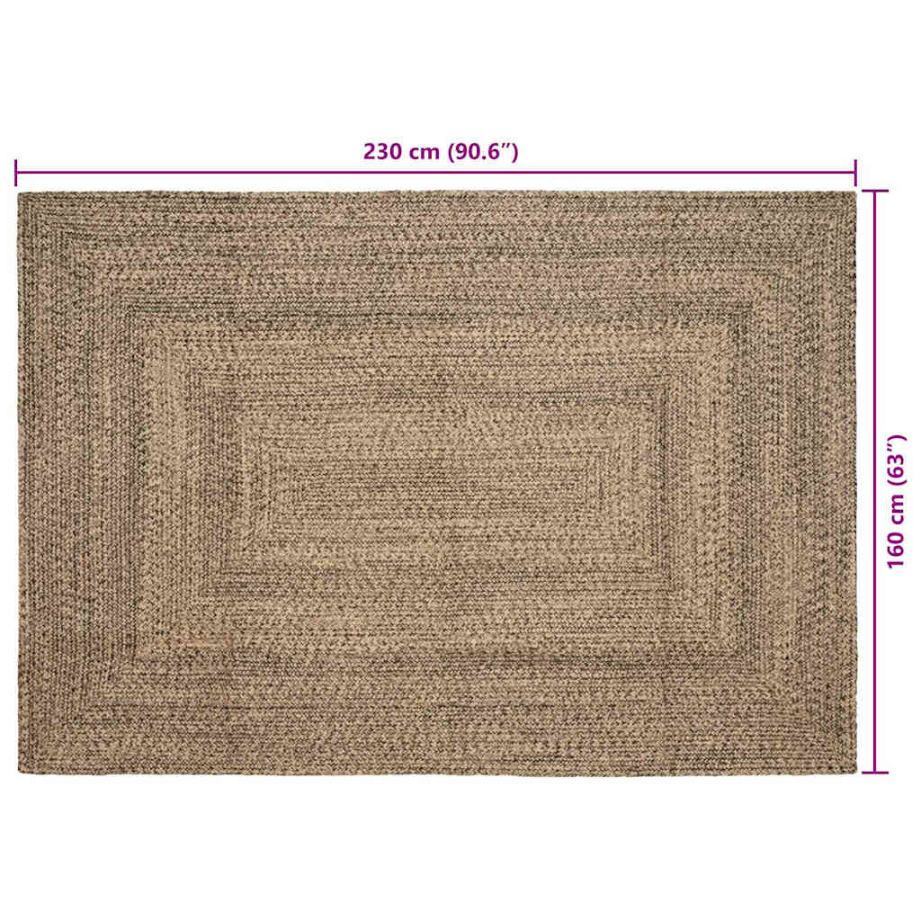 vidaXL Dywany pokojowe Naturalny i czarny 160 x 230 cm Juta
