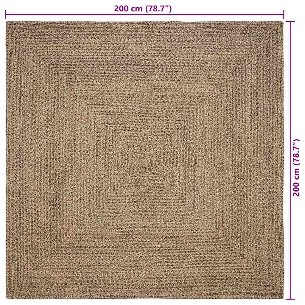 vidaXL Dywany pokojowe Naturalny i czarny 200 x 200 cm Juta