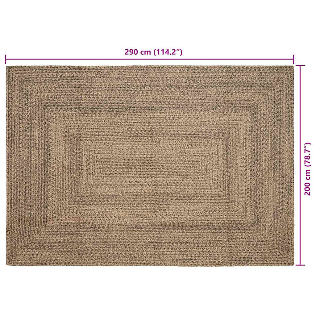 vidaXL Dywany pokojowe Naturalny i czarny 200 x 290 cm Juta