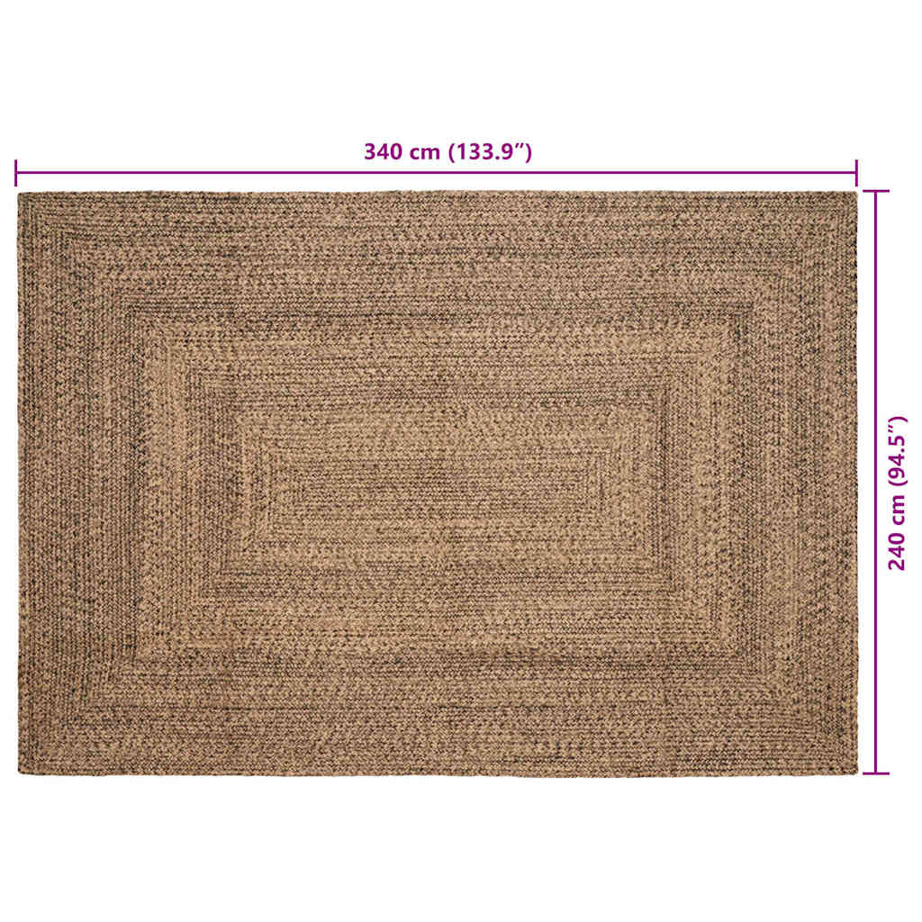 vidaXL Dywany pokojowe Naturalny i czarny 240 x 340 cm Juta