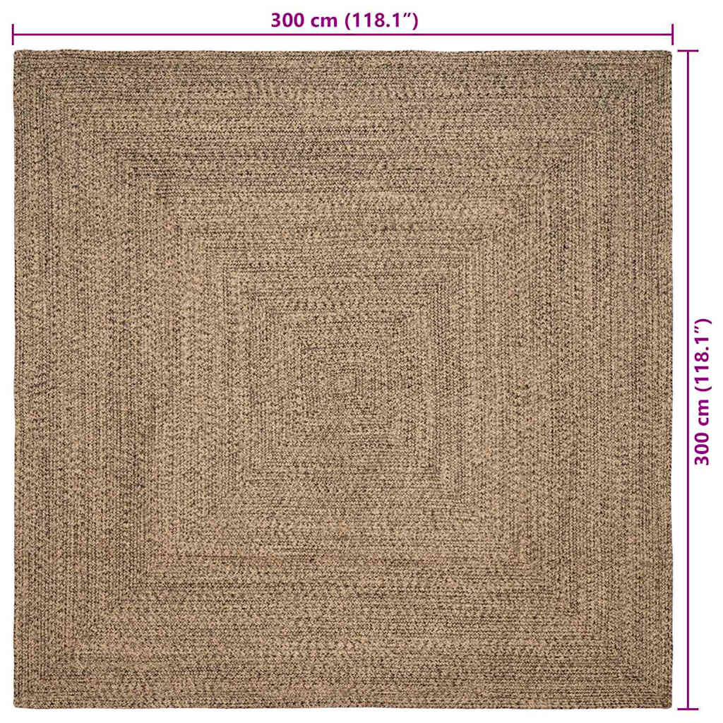 vidaXL Dywany pokojowe Naturalny i czarny 300 x 300 cm Juta