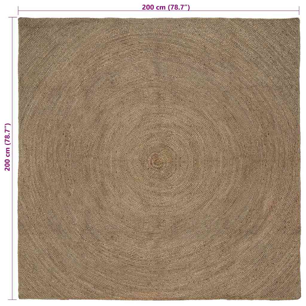 vidaXL Dywany pokojowe Szary 200 x 200 cm Juta