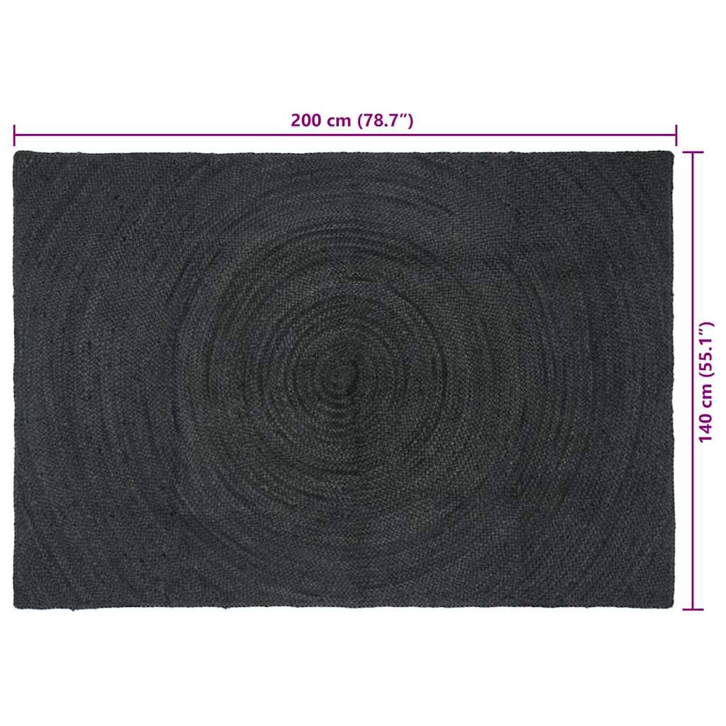vidaXL Dywany pokojowe ciemnoszary 140 x 200 cm Juta