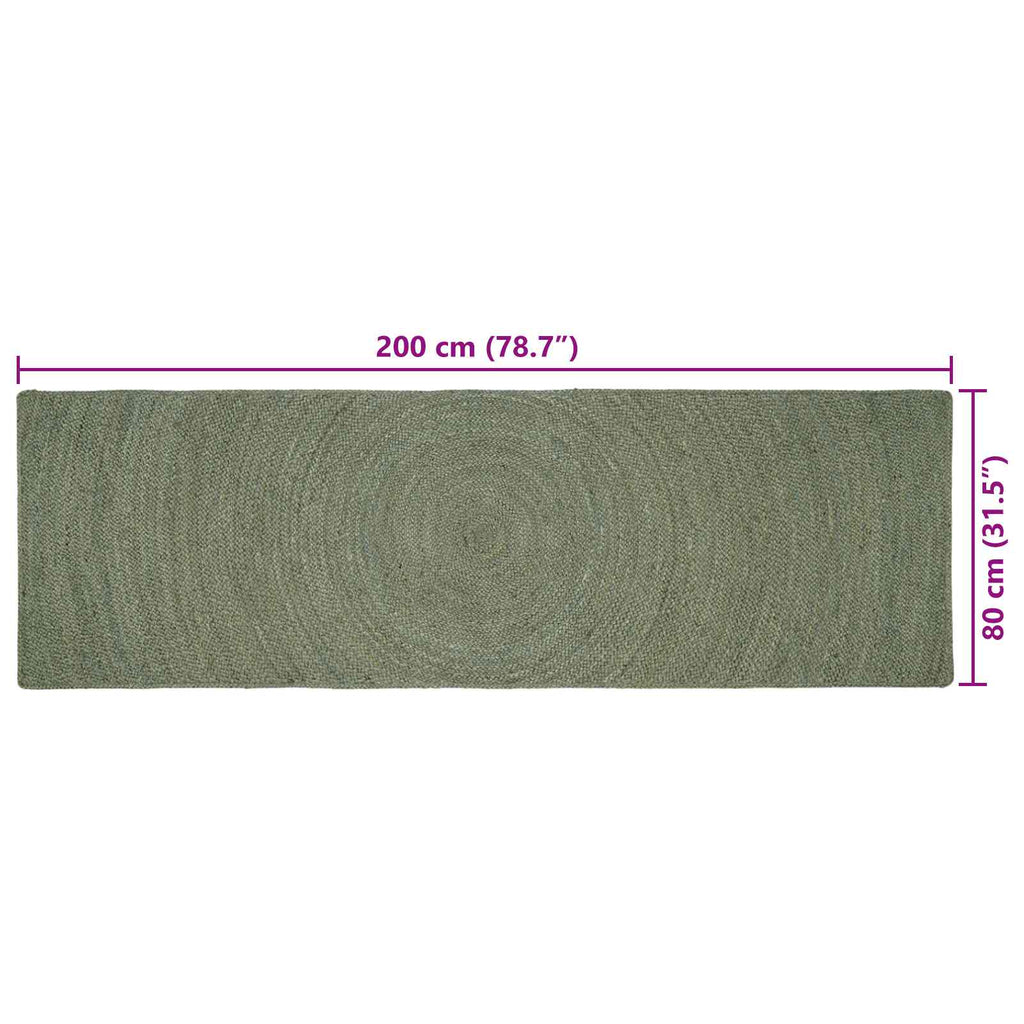 vidaXL Dywany pokojowe Oliwkowy zielony 80 x 200 cm Juta