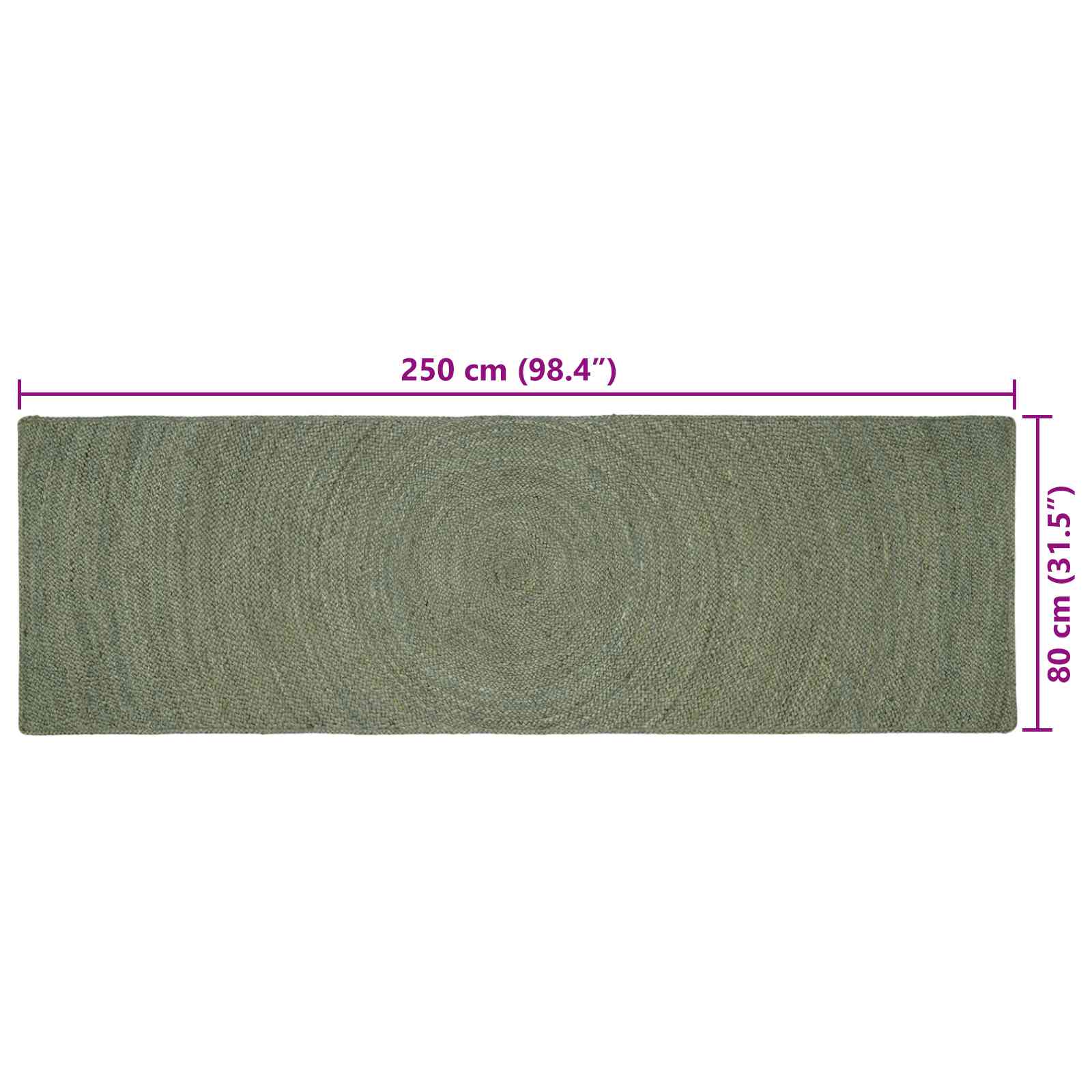 vidaXL Dywany pokojowe Oliwkowy zielony 80 x 250 cm Juta