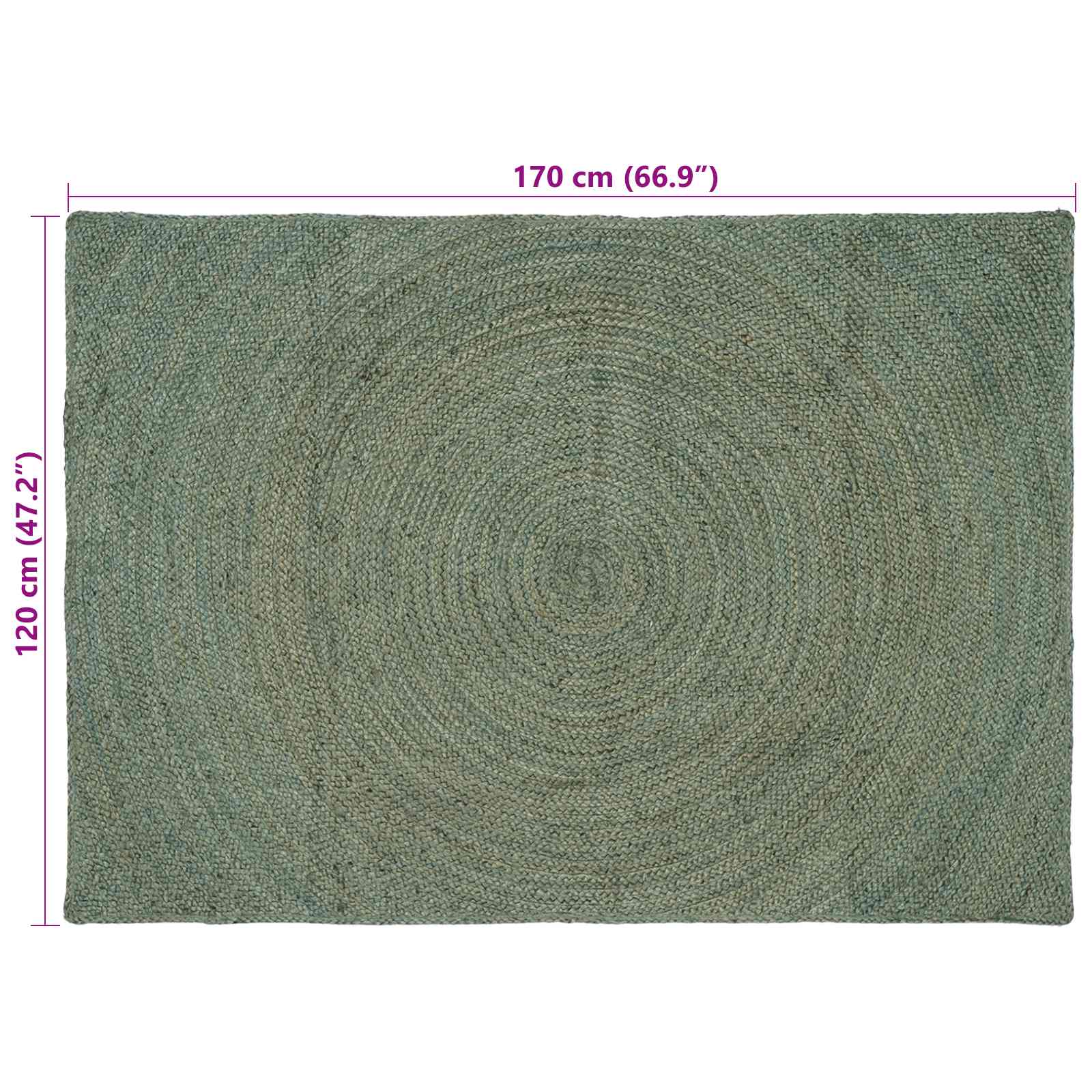 vidaXL Dywany pokojowe Oliwkowy zielony 120 x 170 cm Juta