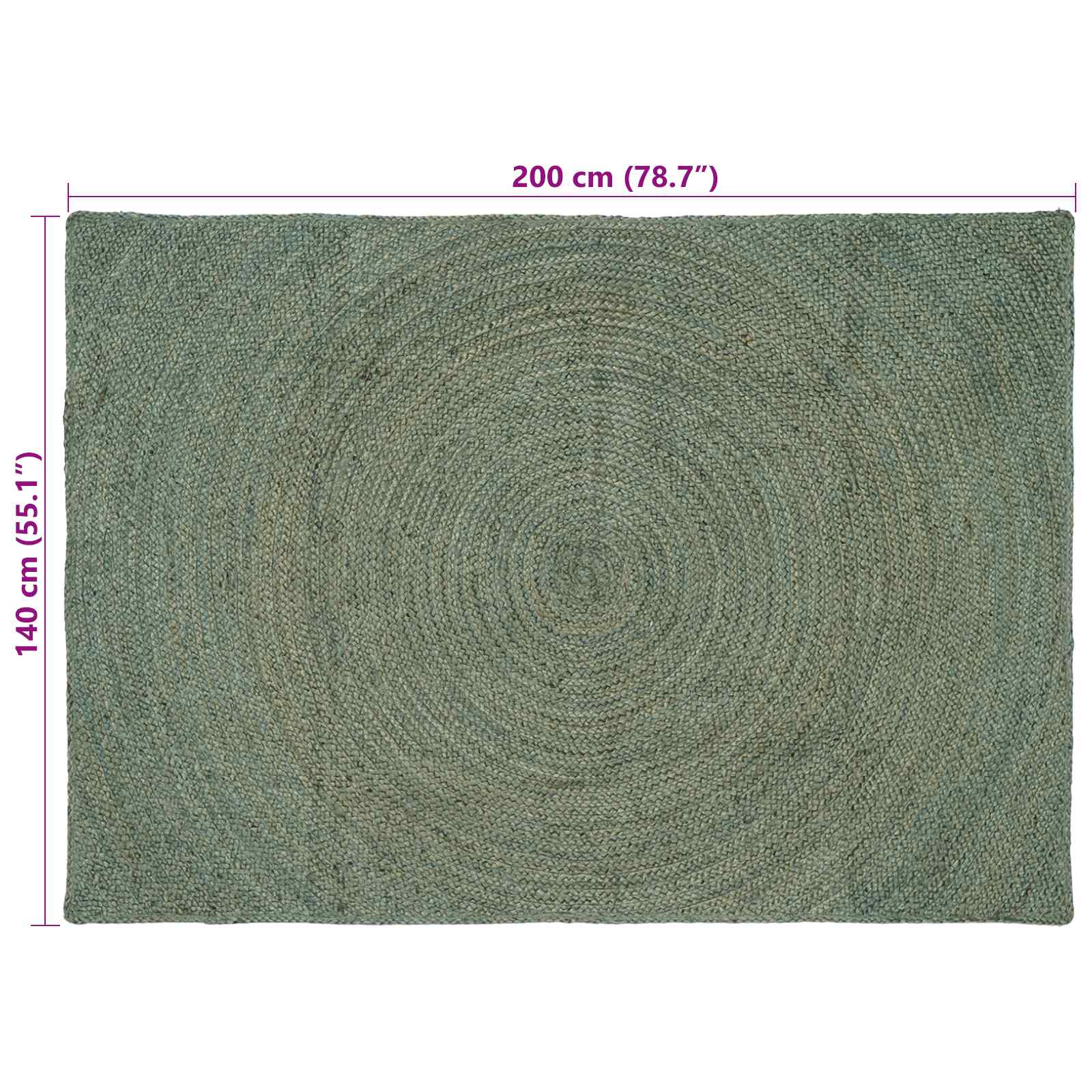 vidaXL Dywany pokojowe Oliwkowy zielony 140 x 200 cm Juta