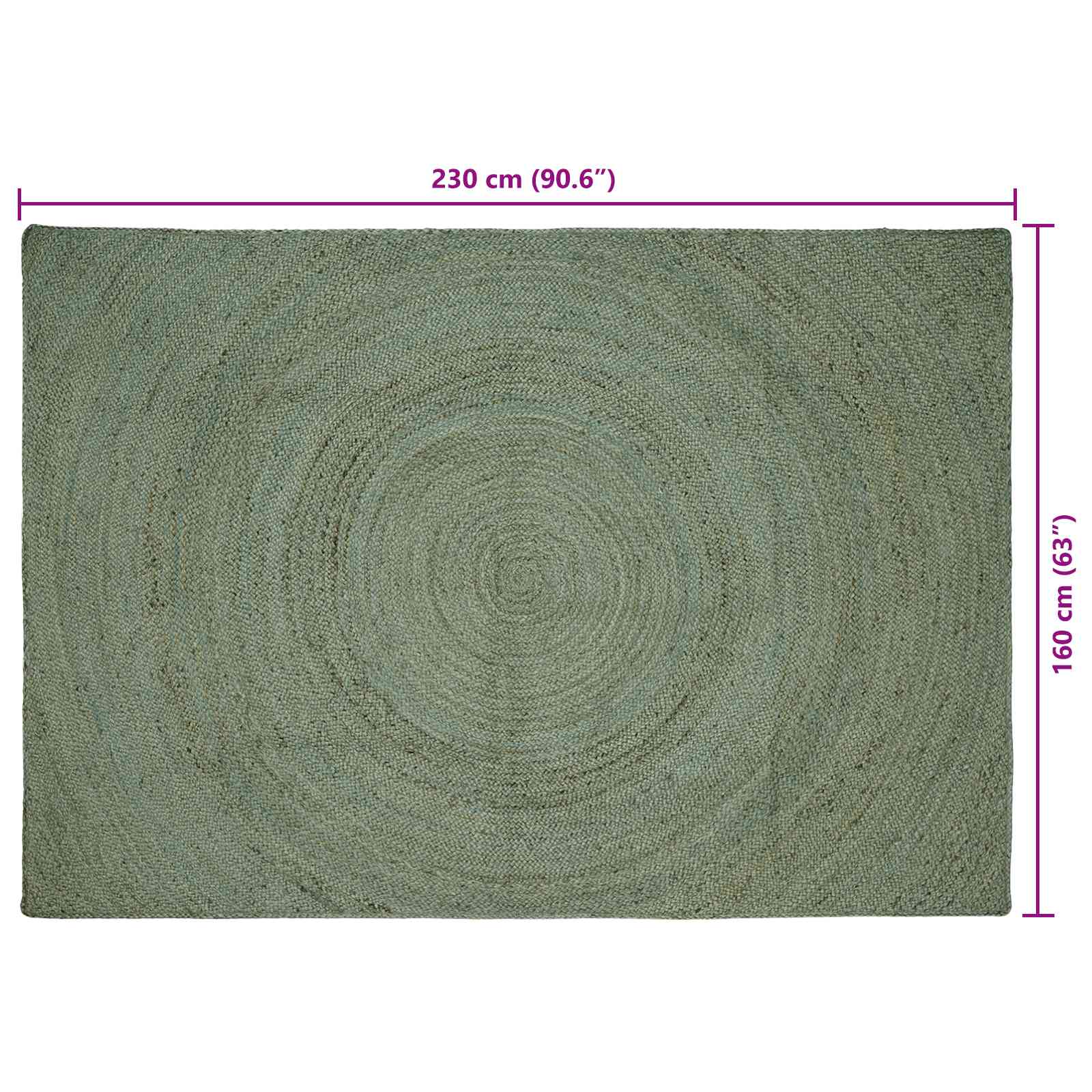 vidaXL Dywany pokojowe Oliwkowy zielony 160 x 230 cm Juta