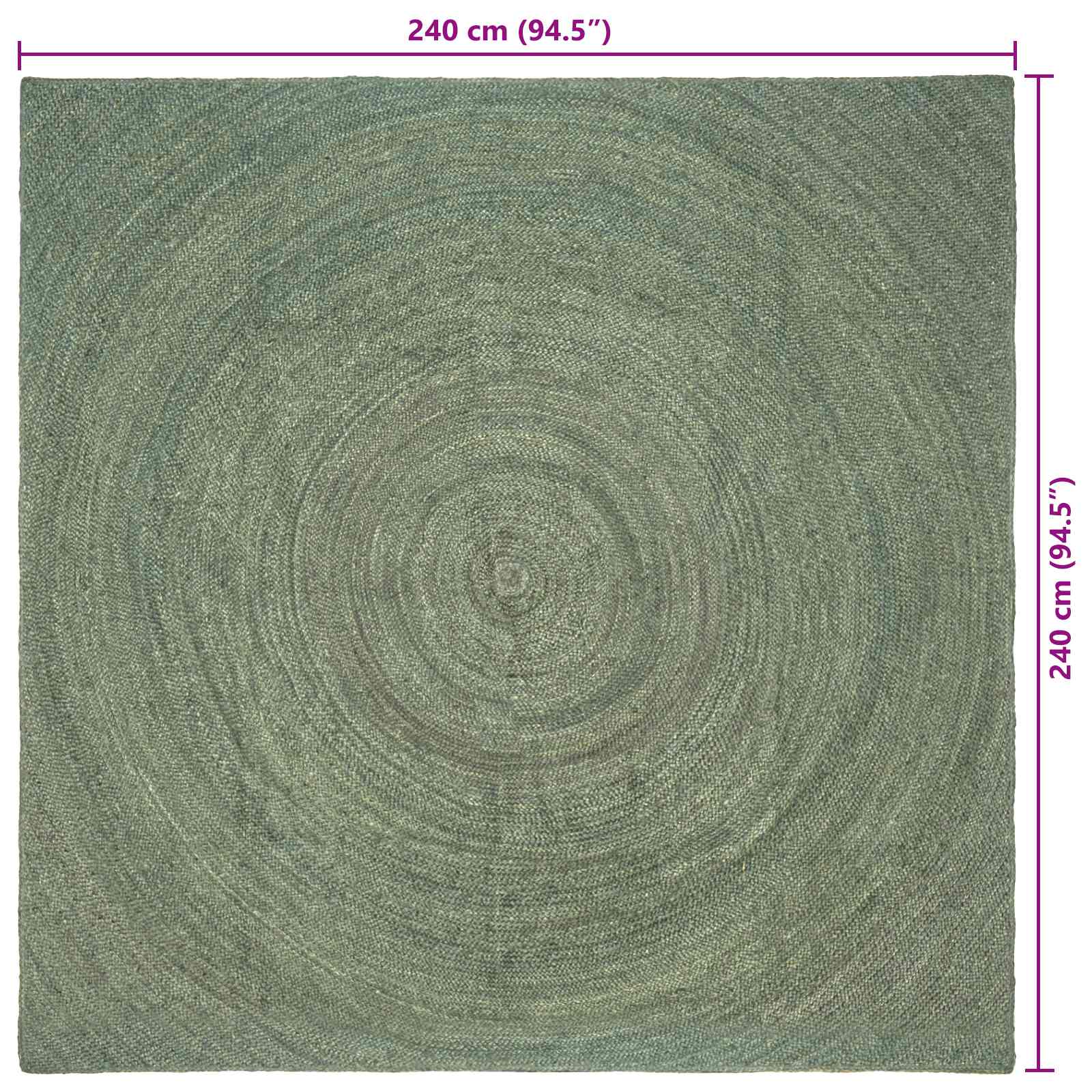 vidaXL Dywany pokojowe Oliwkowy zielony 240 x 240 cm Juta