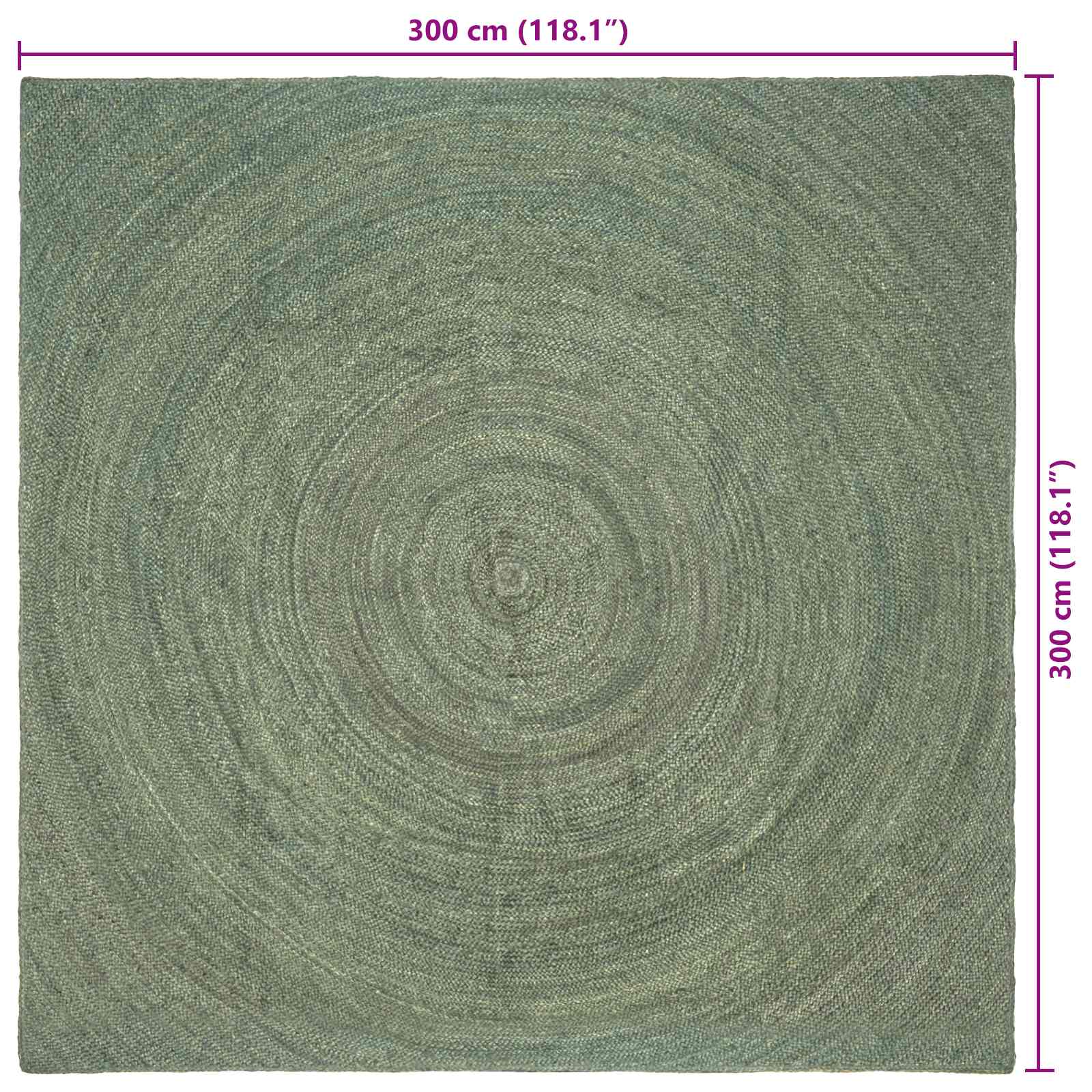vidaXL Dywany pokojowe Oliwkowy zielony 300 x 300 cm Juta