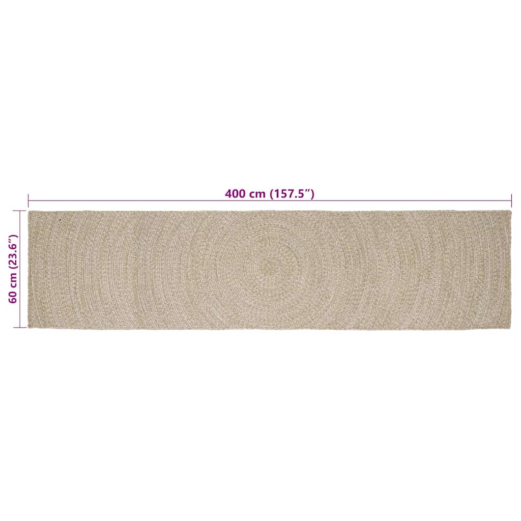 vidaXL Dywany pokojowe Naturalne i białe 60 x 400 cm Juta