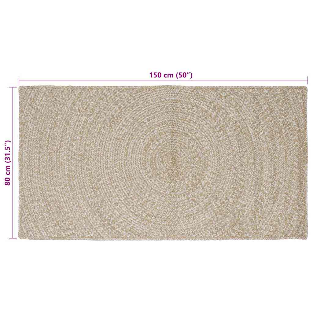 vidaXL Dywany pokojowe Naturalne i białe 80 x 150 cm Juta
