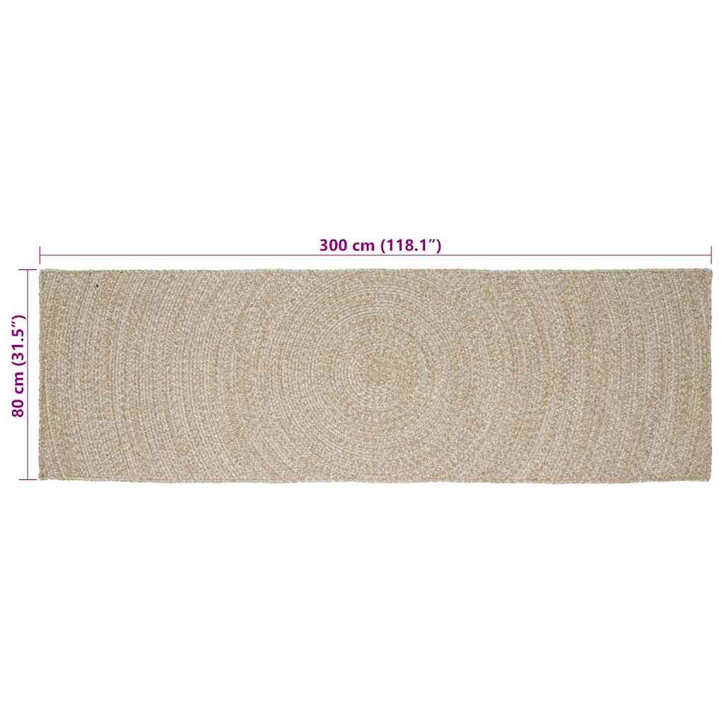 vidaXL Dywany pokojowe Naturalne i białe 80 x 300 cm Juta