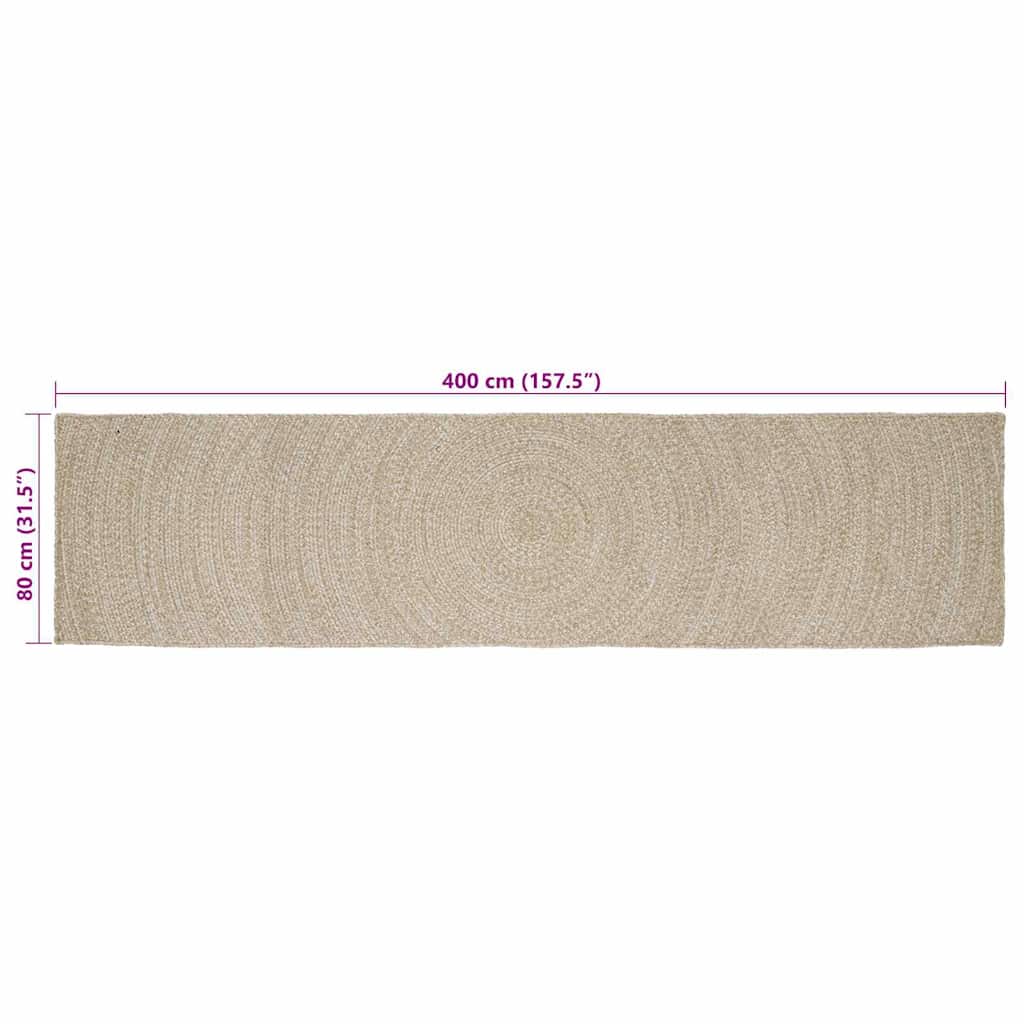 vidaXL Dywany pokojowe Naturalne i białe 80 x 400 cm Juta