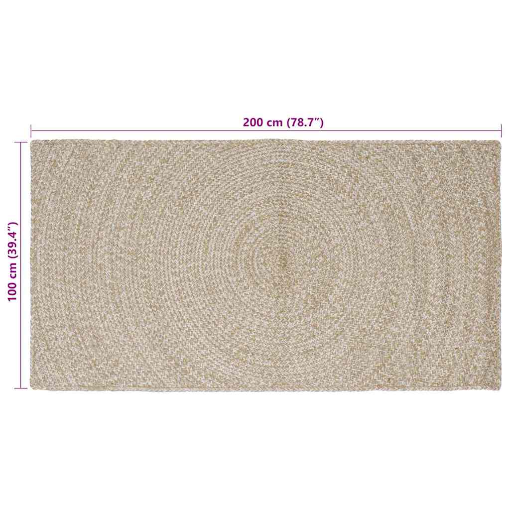 vidaXL Dywany pokojowe Naturalne i białe 100 x 200 cm Juta
