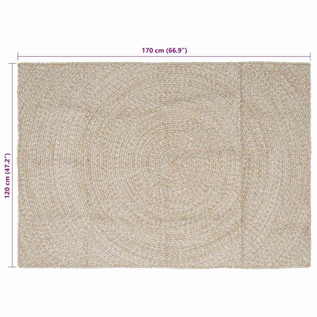 vidaXL Dywany pokojowe Naturalne i białe 120 x 170 cm Juta